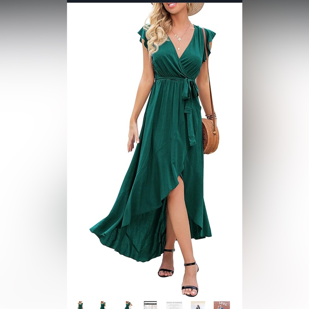 Chic Forest Green High Low Dress